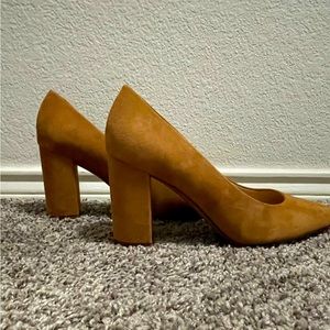 Franco Sarto camel suede block heels